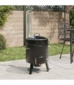 vidaXL Goulash Cannon with Chimney and Lid Black Enamelled Steel