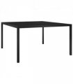 vidaXL Garden Table 130x130x72 cm Black Steel and Glass