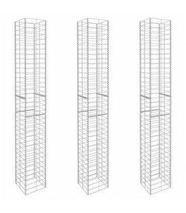 vidaXL Gabion Baskets 3 pcs Galvanised Steel 25x25x197 cm