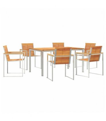 vidaXL Garden Dining Set 7 pcs Brown Solid Acacia Wood