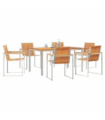 vidaXL Garden Dining Set 7 pcs Brown Solid Acacia Wood
