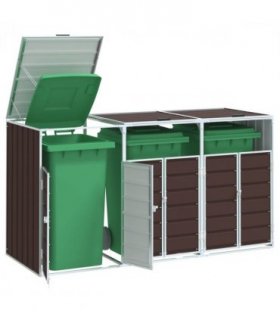 vidaXL Wheelie Bin Storage for Triple Bins Brown 216x81x115 cm Steel