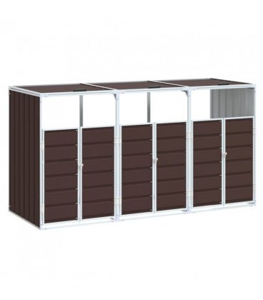 vidaXL Wheelie Bin Storage for Triple Bins Brown 216x81x115 cm Steel