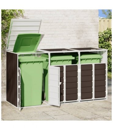 vidaXL Wheelie Bin Storage for Triple Bins Brown 216x81x115 cm Steel