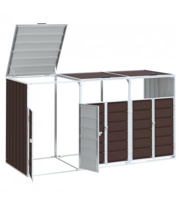vidaXL Wheelie Bin Storage for Triple Bins Brown 216x81x115 cm Steel
