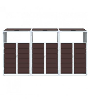 vidaXL Wheelie Bin Storage for Triple Bins Brown 216x81x115 cm Steel