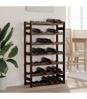 vidaXL Wine Rack for 42 Bottles Black Solid Wood Pine