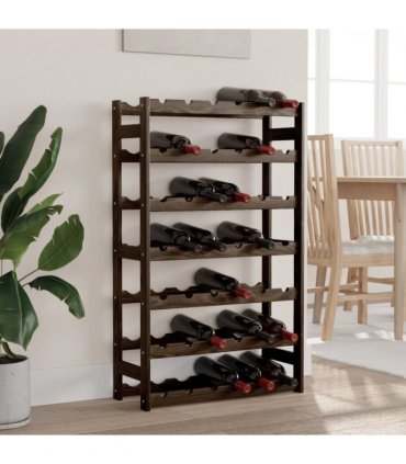 vidaXL Wine Rack for 42 Bottles Black Solid Wood Pine