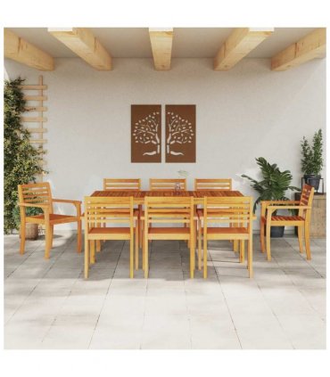 vidaXL Garden Dining Set 9 pcs Brown Solid Acacia Wood