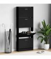 vidaXL Shoe Cabinet Black 59x17x150 cm Engineered Wood