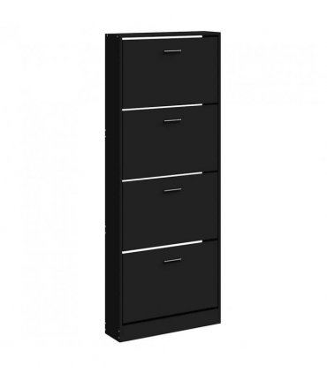 vidaXL Shoe Cabinet Black 59x17x150 cm Engineered Wood