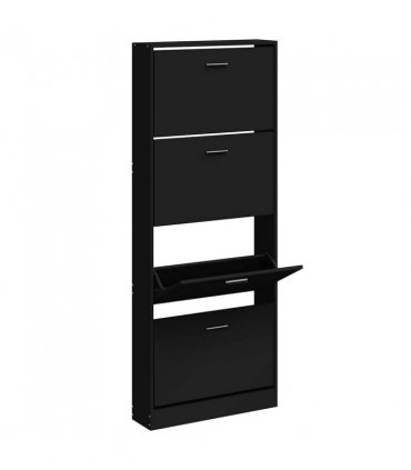 vidaXL Shoe Cabinet Black 59x17x150 cm Engineered Wood