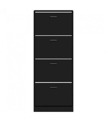 vidaXL Shoe Cabinet Black 59x17x150 cm Engineered Wood
