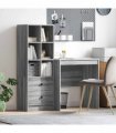 vidaXL Desk with Drawer with Shelf with Storage 2 pcs Grey Sonoma