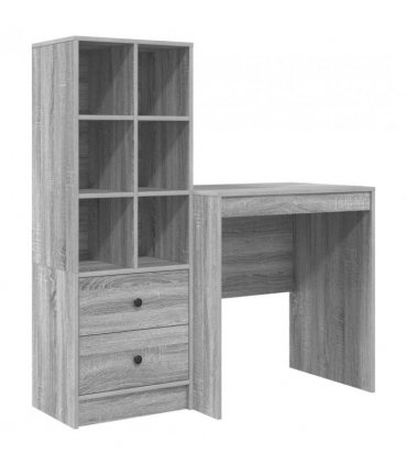 vidaXL Desk with Drawer with Shelf with Storage 2 pcs Grey Sonoma