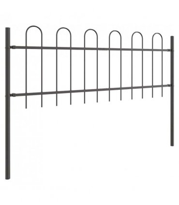 vidaXL Garden Fence 3 pcs Grey 5.1 x 0.6 m Powder-coated Steel