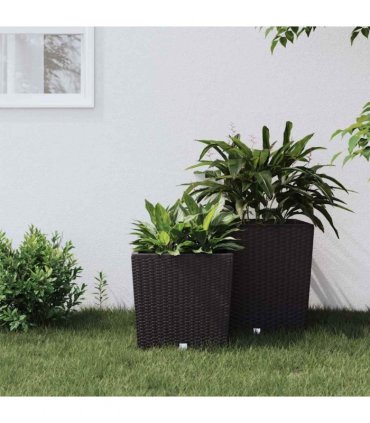 vidaXL Planter with Removable Inner Brown 21 / 32 L PP Rattan