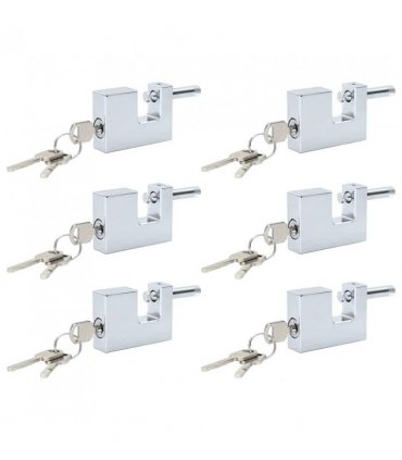 vidaXL Padlock 6 pcs Silver Steel