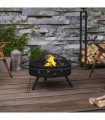 vidaXL Fire Pit with Poker 70 cm XXL Steel