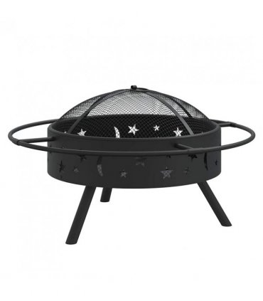 vidaXL Fire Pit with Poker 70 cm XXL Steel