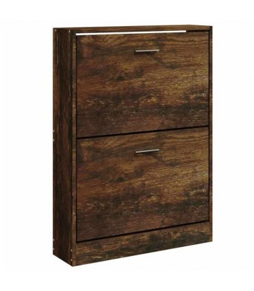vidaXL Shoe Cabinet Smoked Oak 59x17x81 cm Engineered Wood