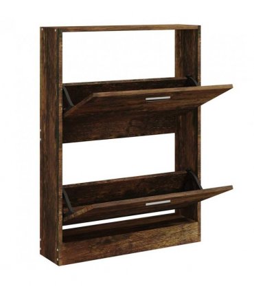 vidaXL Shoe Cabinet Smoked Oak 59x17x81 cm Engineered Wood
