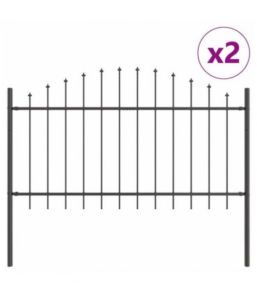 vidaXL Garden Fence 2 pcs Grey 170 x 140 cm Powder-Coated Steel