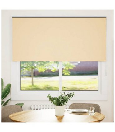 vidaXL Roller Blind Blackout Beige 160x150 cm Fabric Width 156.6 cm Polyester