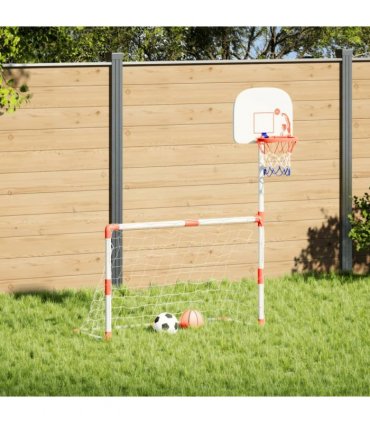 vidaXL Children's Football and Basketball Set with Balls 98x50x70 cm