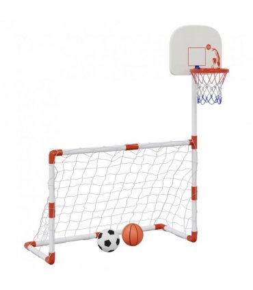 vidaXL Children's Football and Basketball Set with Balls 98x50x70 cm