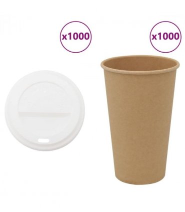 vidaXL Paper Coffee Cups with Lids 1000 pcs 16oz 400ml