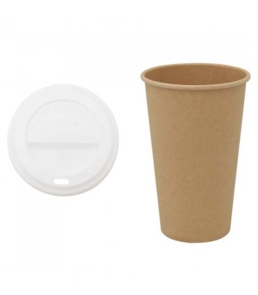 vidaXL Paper Coffee Cups with Lids 1000 pcs 16oz 400ml