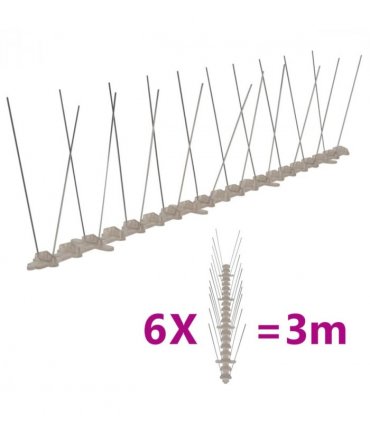 vidaXL 2-row Plastic Bird & Pigeon Spikes Set of 6 3 m