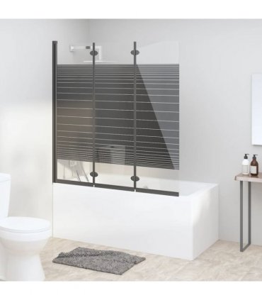 vidaXL Foldable Shower Enclosure 3 Panels 130x130 cm ESG Black