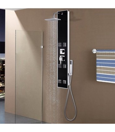 vidaXL Shower Panel Unit Glass 18x42.1x120 cm Black