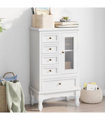vidaXL Cabinet | White | MDF and Pinewood | Medium | Storage Cabinet