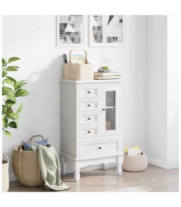 vidaXL Cabinet | White | MDF and Pinewood | Medium | Storage Cabinet