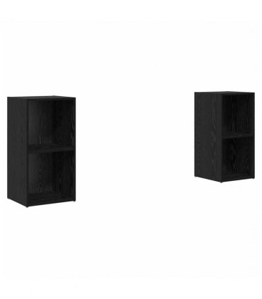 vidaXL TV Cabinet Set Wall-mounted 2 pcs Black Oak 72 x 35 x 36.5 cm