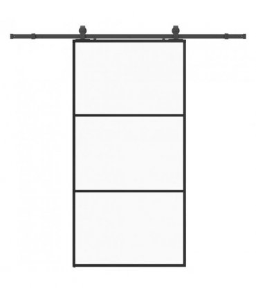 vidaXL Sliding Door with Hardware Set Black 102x205 cm ESG Glass