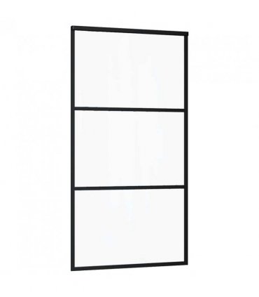 vidaXL Sliding Door with Hardware Set Black 102x205 cm ESG Glass
