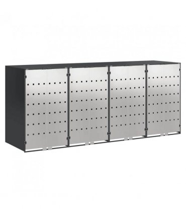 vidaXL Wheelie Bin Storage for 4 Bins Anthracite 272 x 77.5 x 115.5 cm