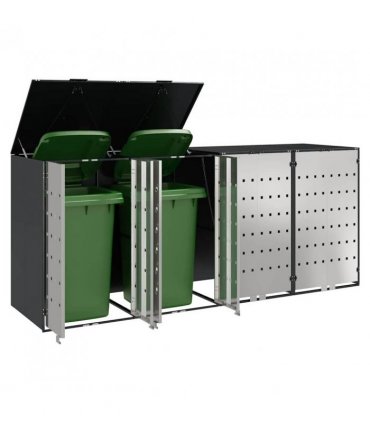 vidaXL Wheelie Bin Storage for 4 Bins Anthracite 272 x 77.5 x 115.5 cm