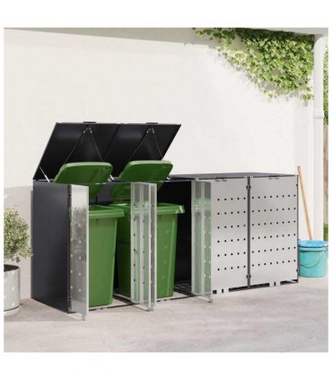 vidaXL Wheelie Bin Storage for 4 Bins Anthracite 272 x 77.5 x 115.5 cm