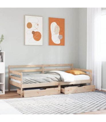 vidaXL Daybed with Drawers without Mattress White 80x200 cm Solid Wood