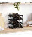 vidaXL Wine Rack for 12 Bottles Black Solid Pine Wood