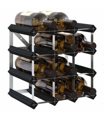 vidaXL Wine Rack for 12 Bottles Black Solid Pine Wood