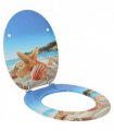 vidaXL Soft-Close Toilet Seat Light Blue 44 x 38 cm MDF board