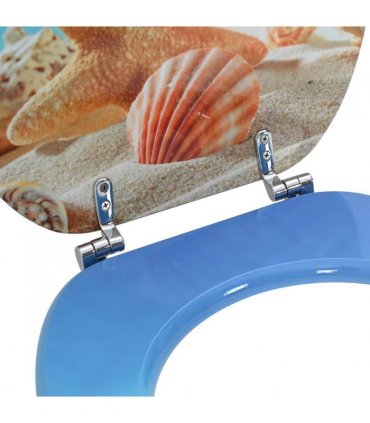 vidaXL Soft-Close Toilet Seat Light Blue 44 x 38 cm MDF board