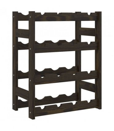 vidaXL Wine Rack for 16 Bottles Black Solid Wood Pine