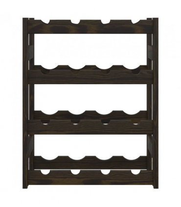 vidaXL Wine Rack for 16 Bottles Black Solid Wood Pine